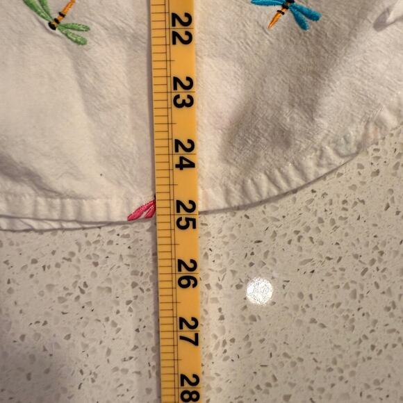 Vintage Casey Coleman Embroidered Dragonfly Button Down Shirt White 1X Cotton - Picture 6 of 7